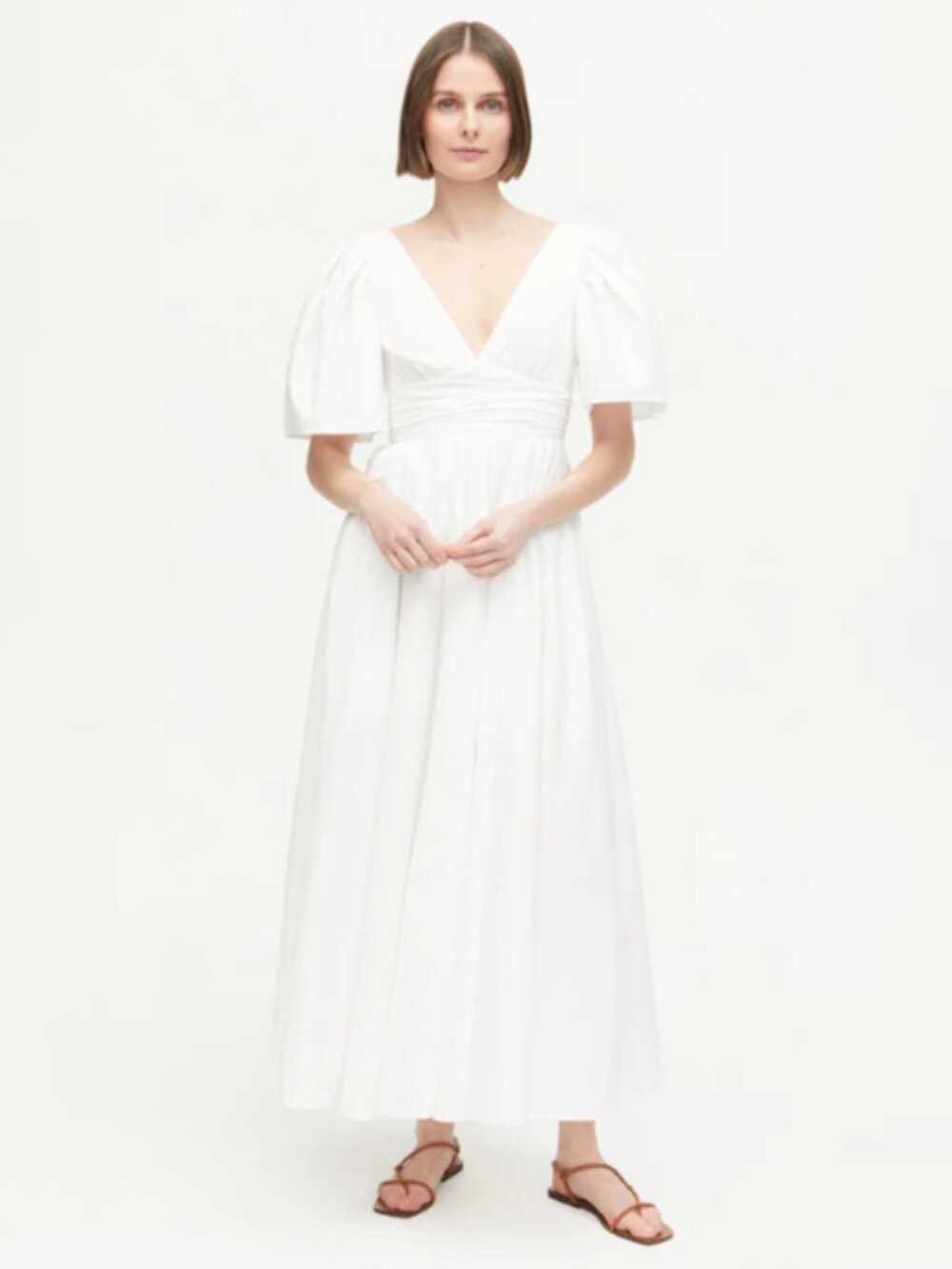 Rhode Margot Puff Sleeve White Maxi Dress -NWT
